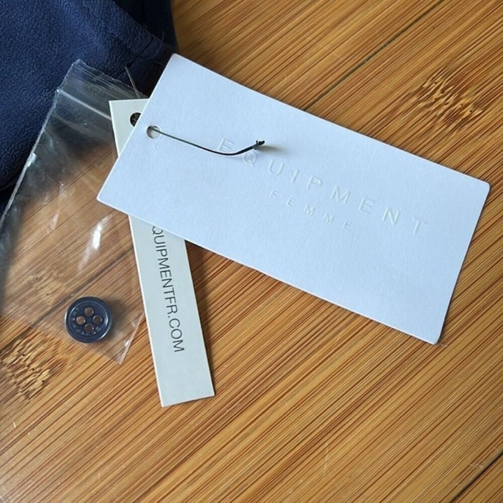 NWT Equipment Femme navy Adalyn Silk Sleeveless Shirtdress button down Size L - Picture 4 of 10